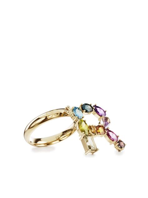 Dolce & Gabbana Rainbow alphabet R ring in yellow gold with .